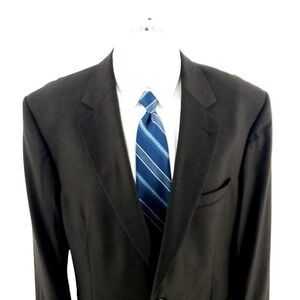DAMAGED Jos A Bank Signature Wool 2‎ Button Blazer 42L Brown Nailshead